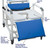 MJM Bariatric 30" Reclining Shower Chair with Elongated Open Front Soft Seat, Sliding Footrest, and Square Pail