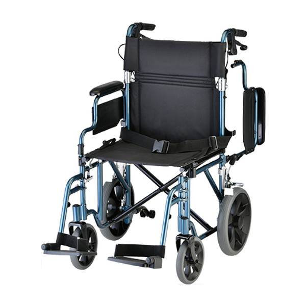 Nova 19 inch Transport Chair with 12″ Rear Wheels - Main - Blue