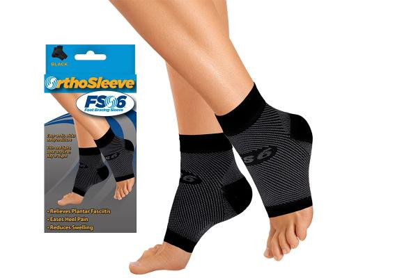 OrthoSleeve Compression Foot Sleeve for Plantar Fasciitis Relief - Black