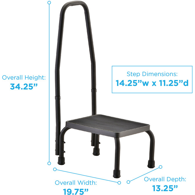  Footstool with Non-Skid Rubber Platform - with Handrail
