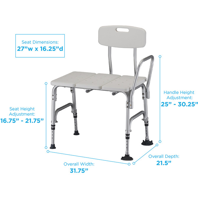 Bariatric Bath Transfer Bench with Backrest