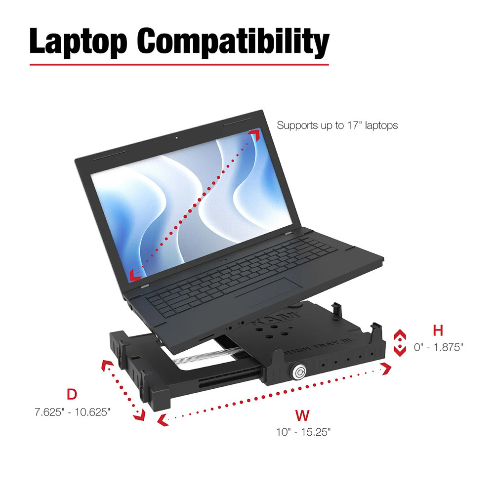 Ram Mount RAM Tough-Tray III Spring-Loaded Laptop Tray [RAM-234-7]