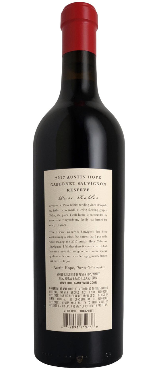 Hope Reserve Cabernet Austin Hope Cab Austin Hope 2017 Reserve