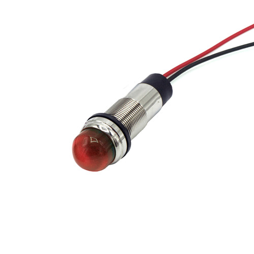 656 LED PMI 0.500" Domed, Red, 12 VDC, 6" Wire Leads, 18 AWG