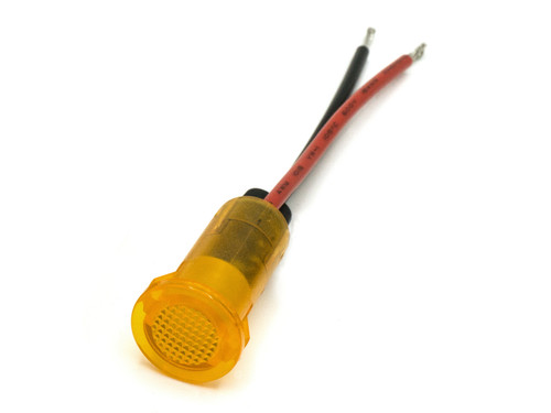 655 LED PMI 0.500" Flat, Yellow, Snap-in, 12 VDC, 6" Wire Leads, 18 AWG