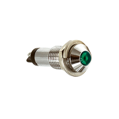 DISCONTINUED 607 LED PMI 0.283" Green, Protruding, 12 VDC, Watertight, 6" Wire Leads, Chrome DISCONTINUED 607 LED PMI 0.283" Green, Protruding, 12 VDC, Watertight, 6" Wire Leads, Chrome