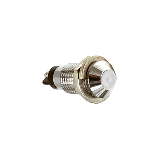 DISCONTINUED 607 LED PMI 0.283" White, Protruding, 2 VDC, Straight Leads, Chrome, Ext Resist Req
