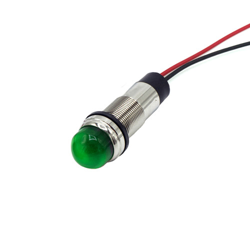 656 LED PMI 0.500" Domed, Green, 120 VAC/DC, 6" Wire Leads, 18 AWG