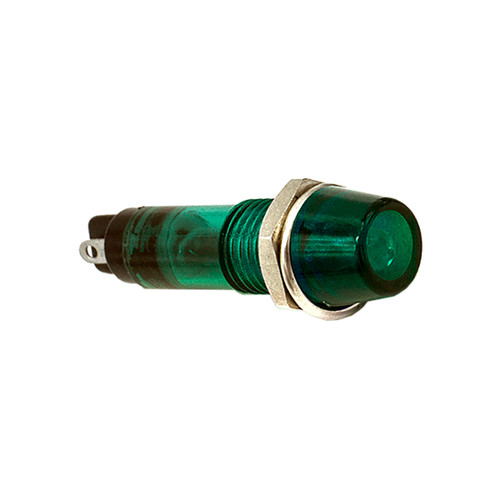 DISCCONTINUED 607 LED PMI 0.283" Raised Flat, Green, Int., 12 VDC, Straight Leads, Polycarbonate