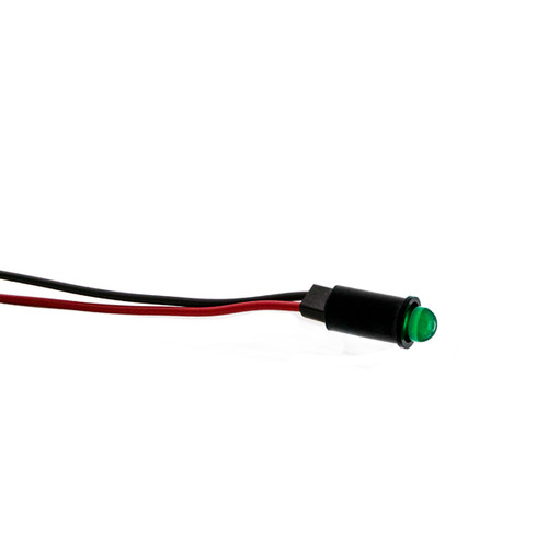 559 LED PMI 0.250" Green, Tintd, Diff, 2.1 VDC, 6" PVC-Free Wire Leads, 24 AWG, Ext Resist Req