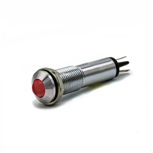 678 LED PMI 0.335" Red, Protruding, 12 VDC, Solder Trmls, Chrome Plated