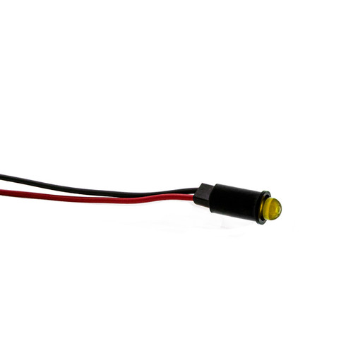 559 LED PMI 0.250" Yellow, Tintd, Diff, 2.1 VDC, Low Inst, 6" Wire Leads, 24 AWG, Ext Resist Req