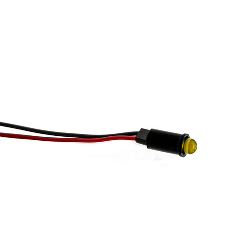 559 LED PMI 0.250" Yellow, Tintd, Diff, 2.1 VDC, Low Inst, 14" Wire Leads, 24 AWG, Ext Resist Req