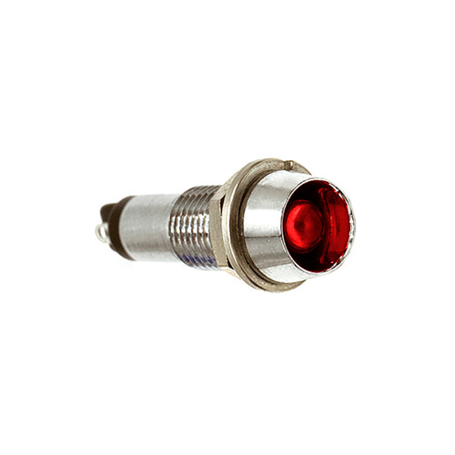 DISCONTINUED 607 LED PMI 0.283" Red, Recessed, 6 VDC, Watertight, 6" Wire Leads, Chrome