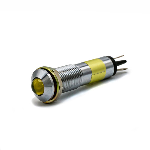 609 LED PMI 0.374" Yellow, Protruding, 12 VDC, Watertight, Chrome