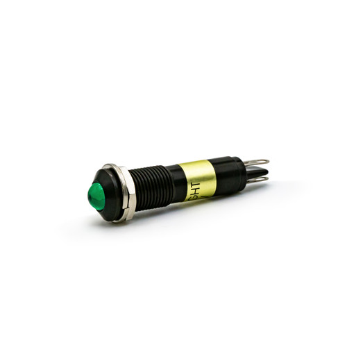 609 LED PMI 0.374" Green, Protruding, 12 VDC, Black Plated