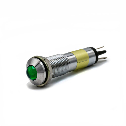 609 LED PMI 0.374" Green, Protruding, 24 VDC, Watertight, Chrome