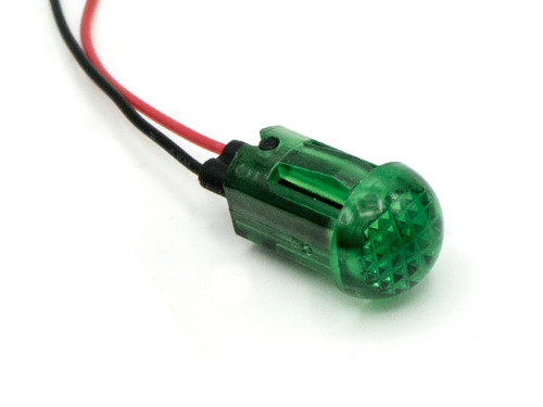 655 LED PMI 0.500" Domed, Green, Snap-in, 24 VDC, 6" Wire Leads, 26 AWG