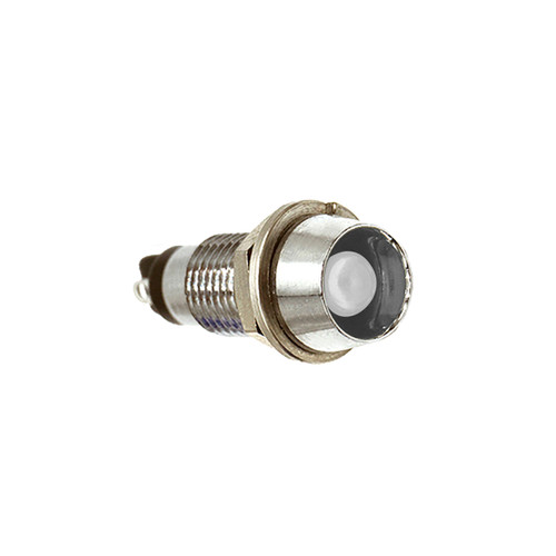 DISCONTINUED 607 LED PMI 0.283" White, Recessed, 2 VDC, Straight Leads, Chrome, Ext Resist Req