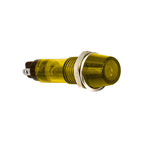 DISCONTINUED | DISCCONTINUED 607 LED PMI 0.283" Raised Flat, Yellow, Int., 12 VDC, Straight Leads, Polycarbonate