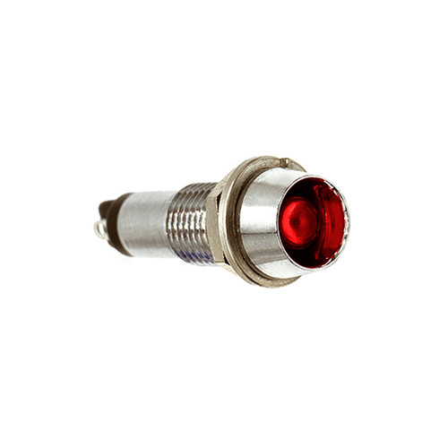 607 LED PMI 0.283" Red, Recessed, 12 VDC, Watertight, Straight Leads, Chrome