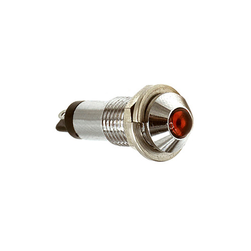 607 LED PMI 0.283" Red, Protruding, 6 VDC, Watertight, Straight Leads, Chrome