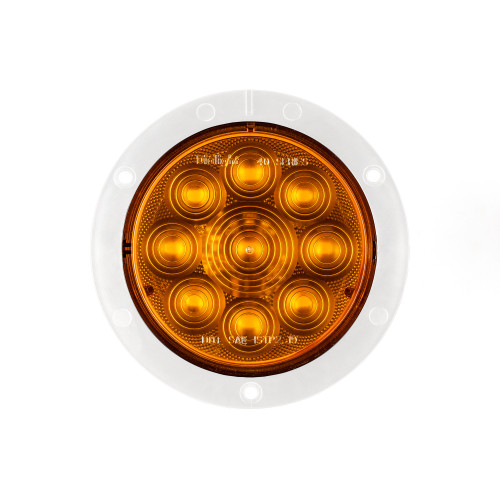46 Series 10-30 Volt 4" round Amber Front Park / Turn, 15" wire non-regulated, white flange