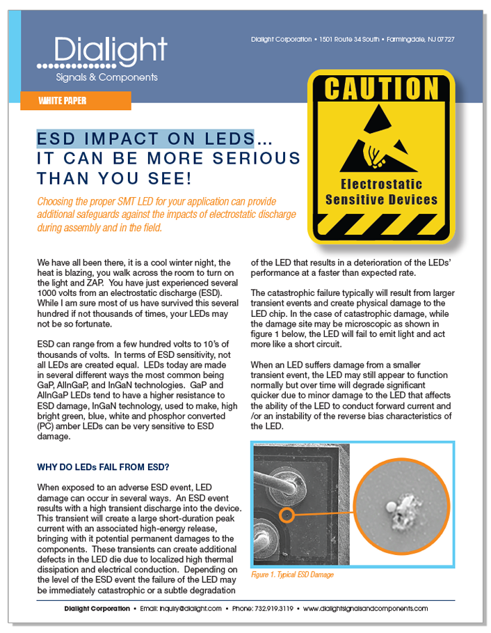 front page of white paper on ESD impact on LEDs. 