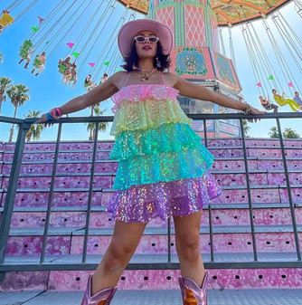 Ruffled Festival Rainbow Dress