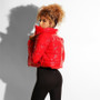 Red PVC Vinyl Cropped Bubble Jacket