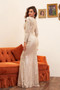 High Slit Elegant Beige Sequin Evening Dress