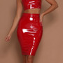 PVC Vinyl Knee Length Skirt in Red