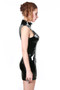 Black PVC Halter Zipped Front Sleeveless Mini Dress