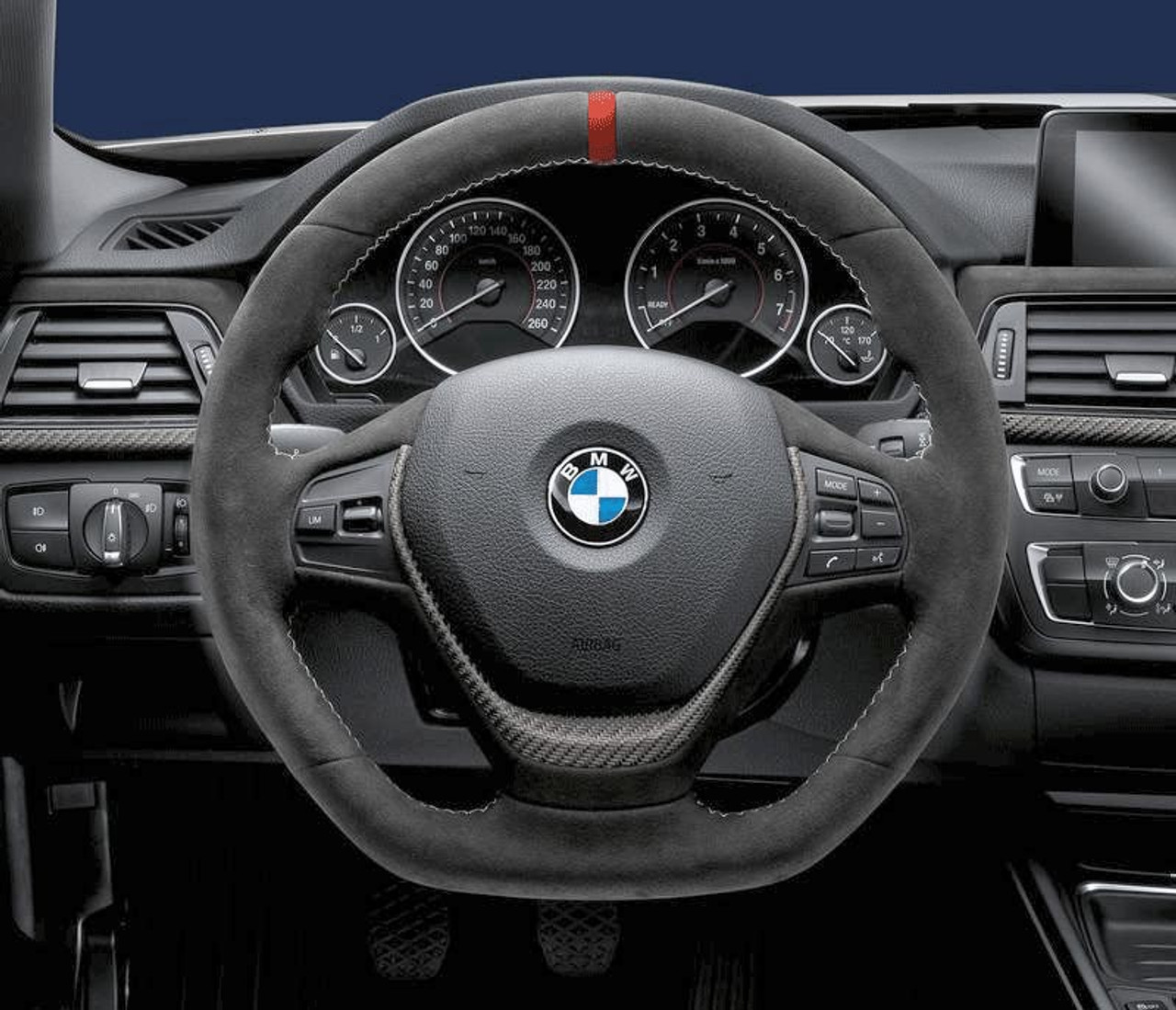 Genuine BMW OEM M Performance Steering Wheel Alcantara with RED Stripe 32302230197