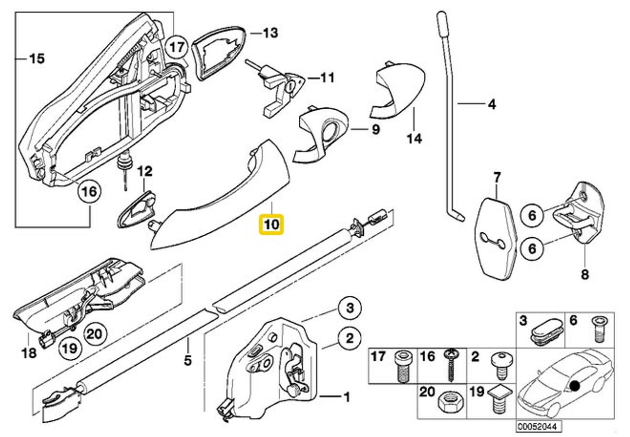 Bmw Genuine Right Door Exterior Handle Black Exterior Door