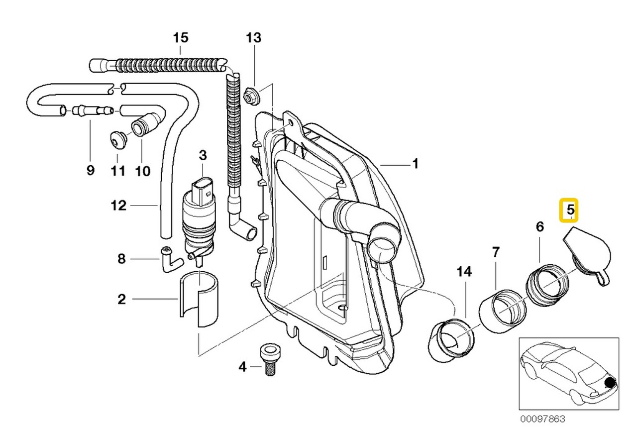 Genuine BMW Windshield Washer Reservoir Cap 61681386301