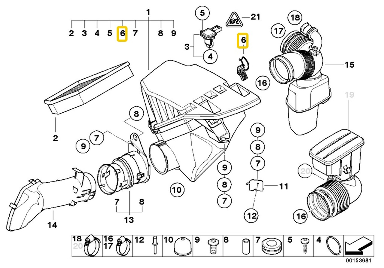 Genuine BMW Air Cleaner Intake Assembly Retainer Clip Tensioner 13717525713