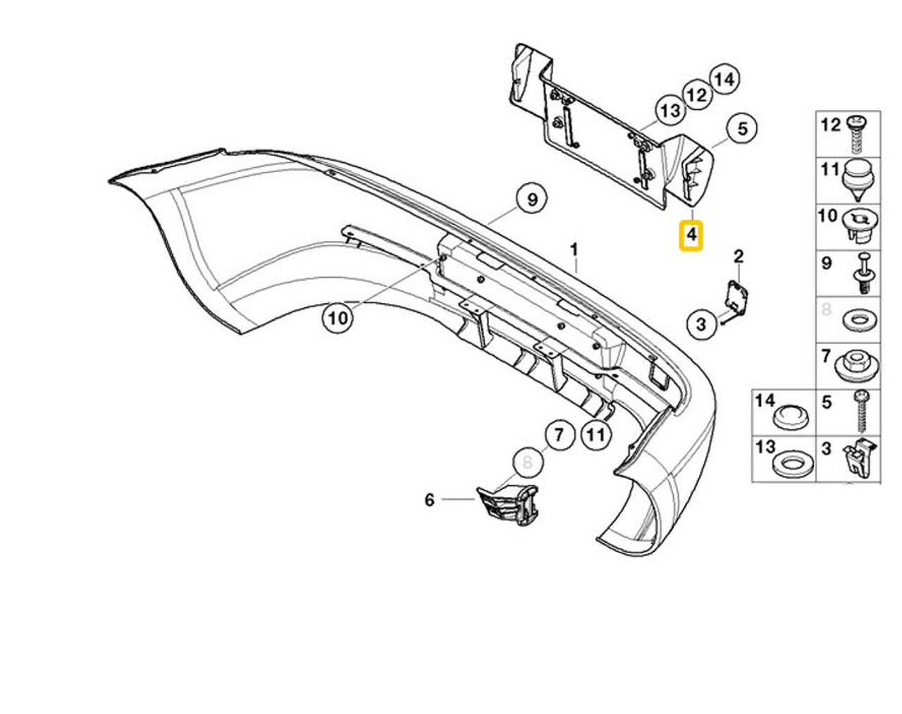 BMW Z3 Rear Bumper License Plate Bracket, 51128398770