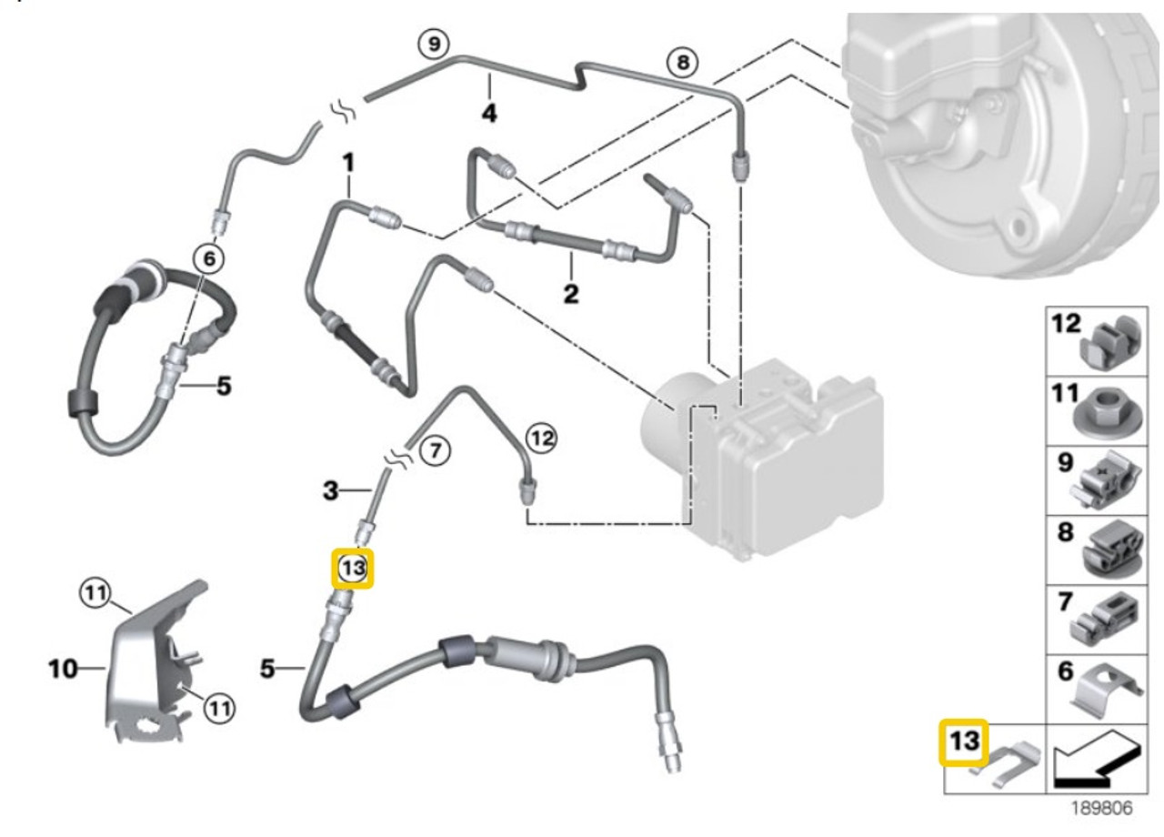 Genuine BMW Brake Hose Retainer - Priced Each