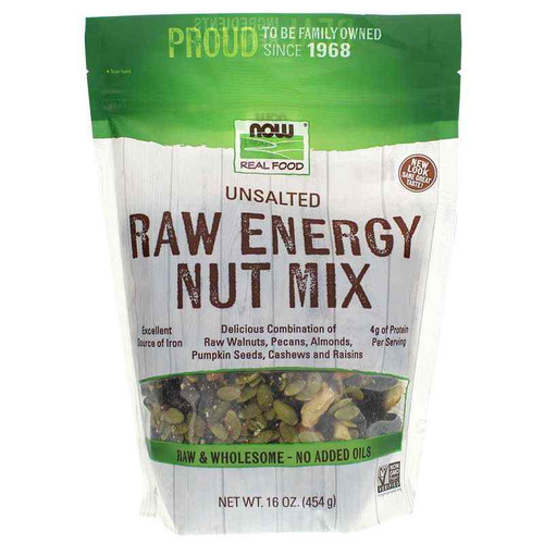 NOW Foods Raw Energy Nut Mix Unsalted, 16 Oz