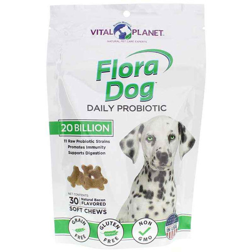 Flora Dog Probiotic 20 Billion CFU Soft Chews , 30 Soft, by Vital Planet