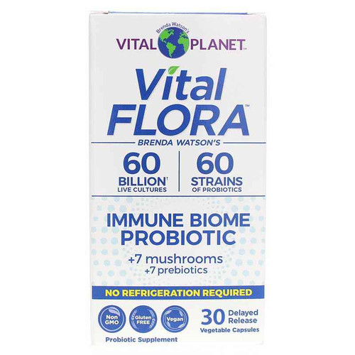 Vital Flora Immune Biome Probiotic 60 Billion CFU Shelf Stable, 30 Veg Capsules, by Vital Planet