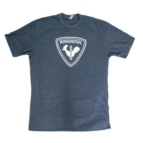 Rossignol blue t‑shirt with classic shield logo graphic