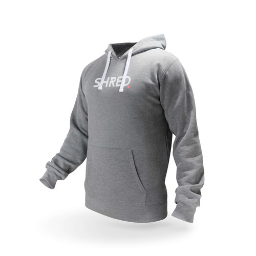 Grey Shred hoodie with bold athletic logo