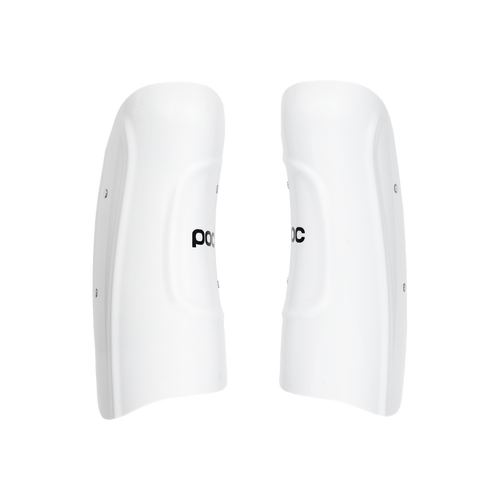 Front view of POC Junior Classic White shin guards