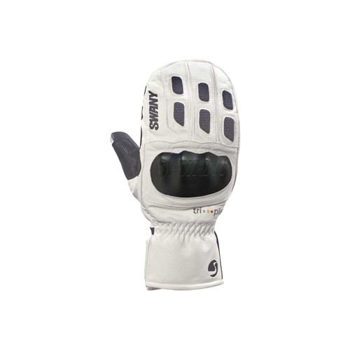 Swany Light Speed Mitten white back‑hand view for ski racing