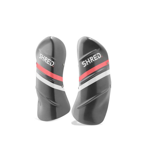 Shred short grey shin guards for ski racing protection