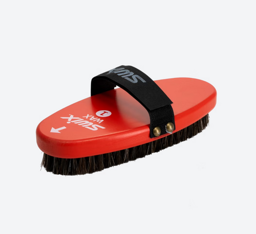 Top view of Swix Oval Steel Horsehair Brush for ski tuning