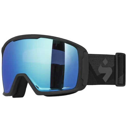 Angled view Sweet Clockwork Black Peaks RIG Aquamarine performance goggles