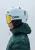 POC Retina ski goggle in hydrogen white with Clarity partly sunny orange lens on model, left view
